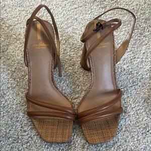 Sam Edelman Kia Brown Leather Heels with Braided Straps